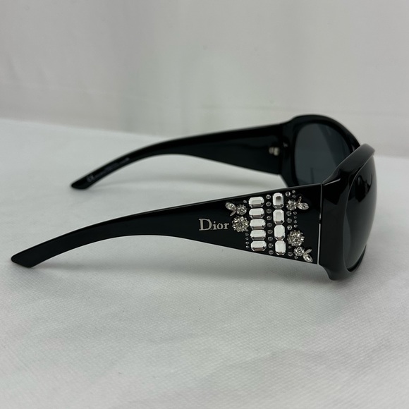 Dior Limited Swarovski Crystals Black Acetone Tinted Oversized Sunglasses - Picture 7 of 11